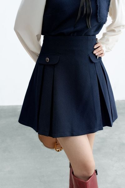 Chân váy mini navy túi hông