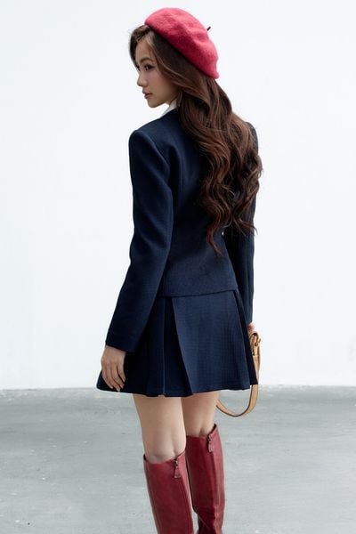 Blazer navy dáng ôm 2 hàng khuy royal