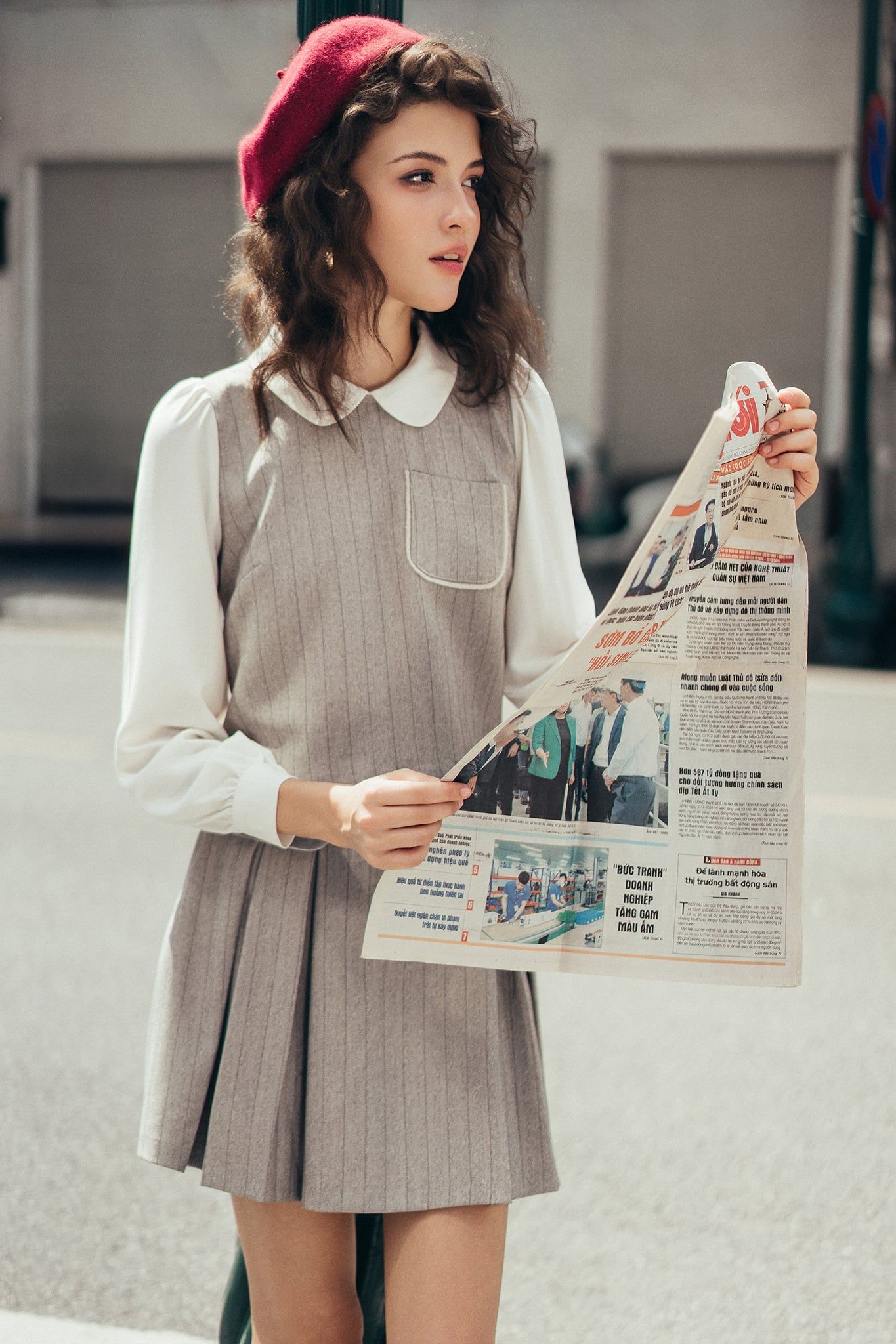 Top be sọc cổ vic tay phối