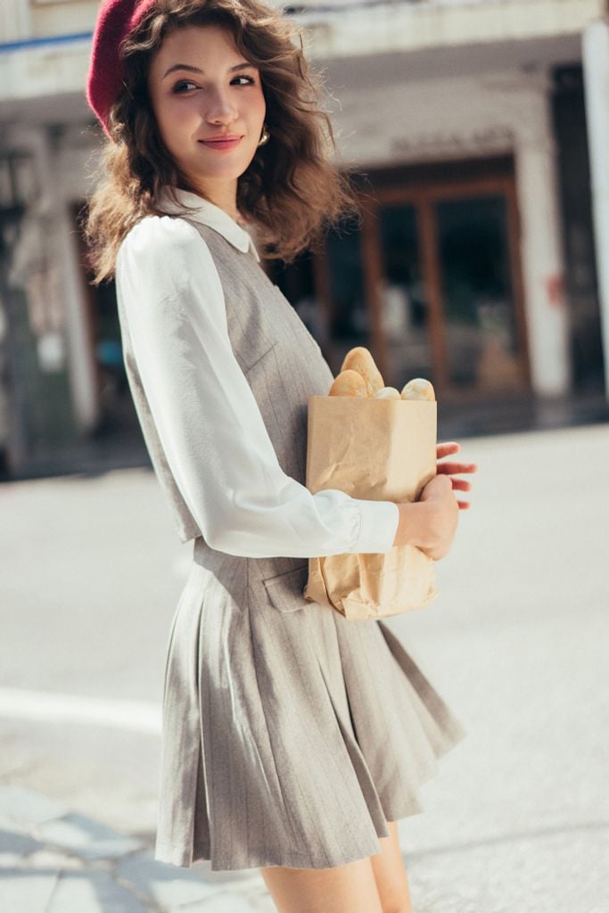 Top be sọc cổ vic tay phối