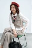  Quần suông houndstooth nâu 
