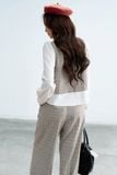 Quần suông houndstooth nâu 