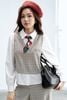 Sơ mi houndstooth nâu phối cổ đức