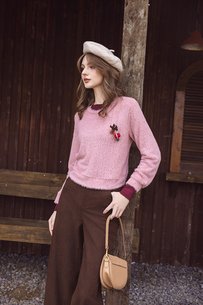 Quần nhung tăm nâu cafe ống rộng