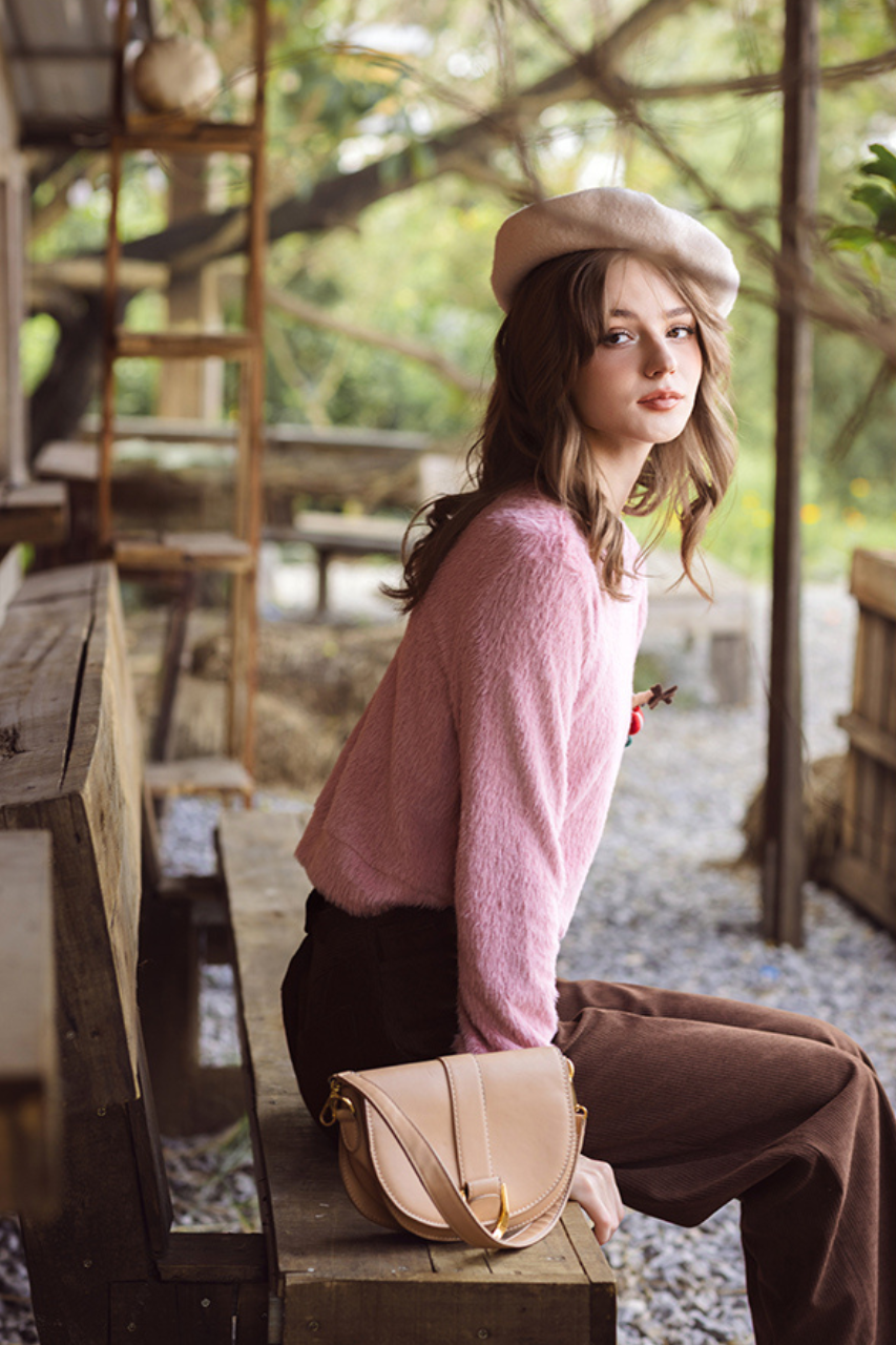 Quần nhung tăm nâu cafe ống rộng