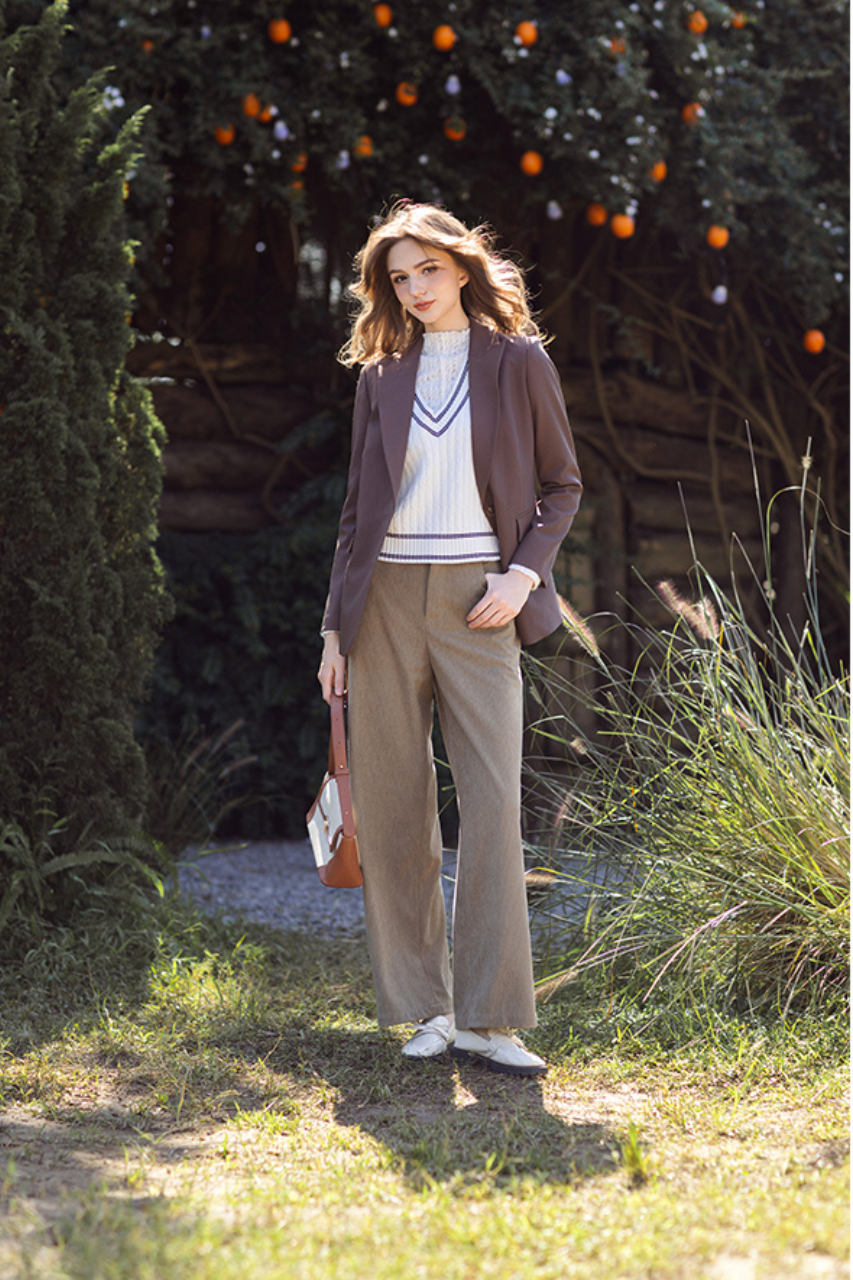 Quần nhung tăm olive ống rộng ADORE