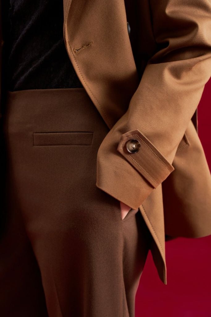 Áo trench coat lửng khaki nâu chocolate