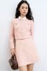Chân váy A tweed hồng hạt nổi