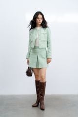  Blazer tweed xanh mint kim tuyến 4 cơi rua 
