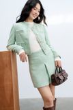  Blazer tweed xanh mint kim tuyến 4 cơi rua 