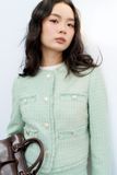  Blazer tweed xanh mint kim tuyến 4 cơi rua 