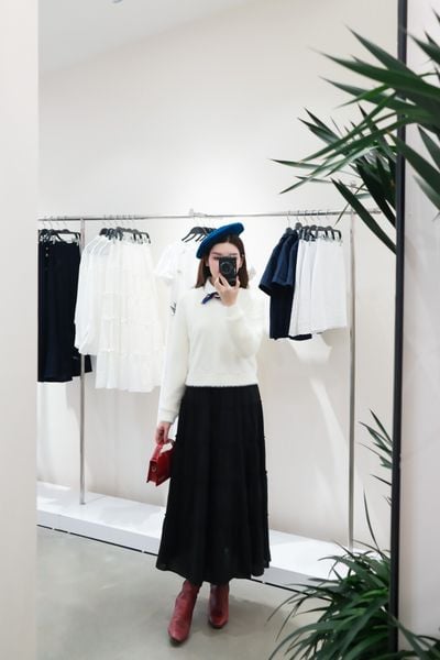 Chân váy maxi đen nối tầng