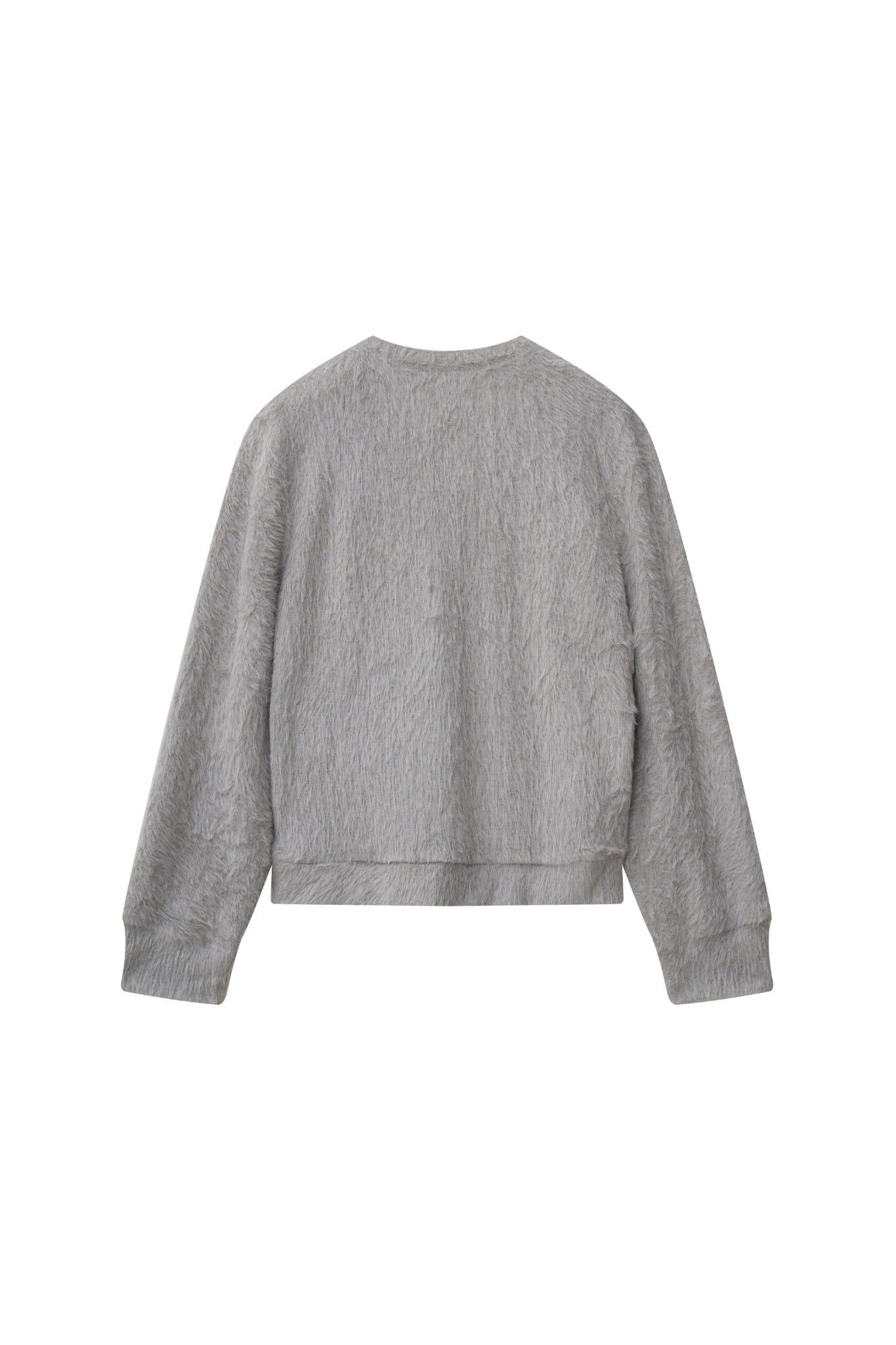 Áo len xám sợi lông thỏ kèm pin trang trí