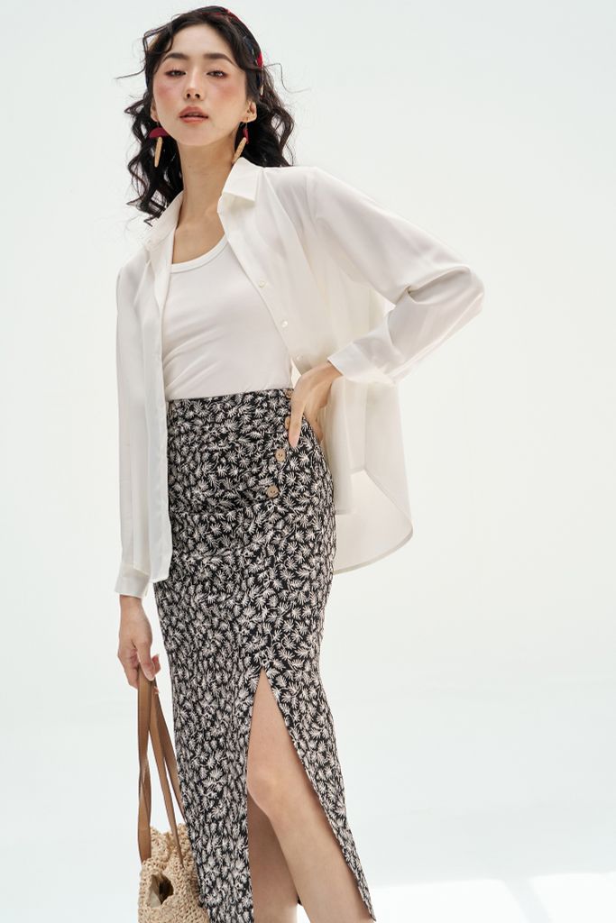 Sơ mi lụa trắng basic