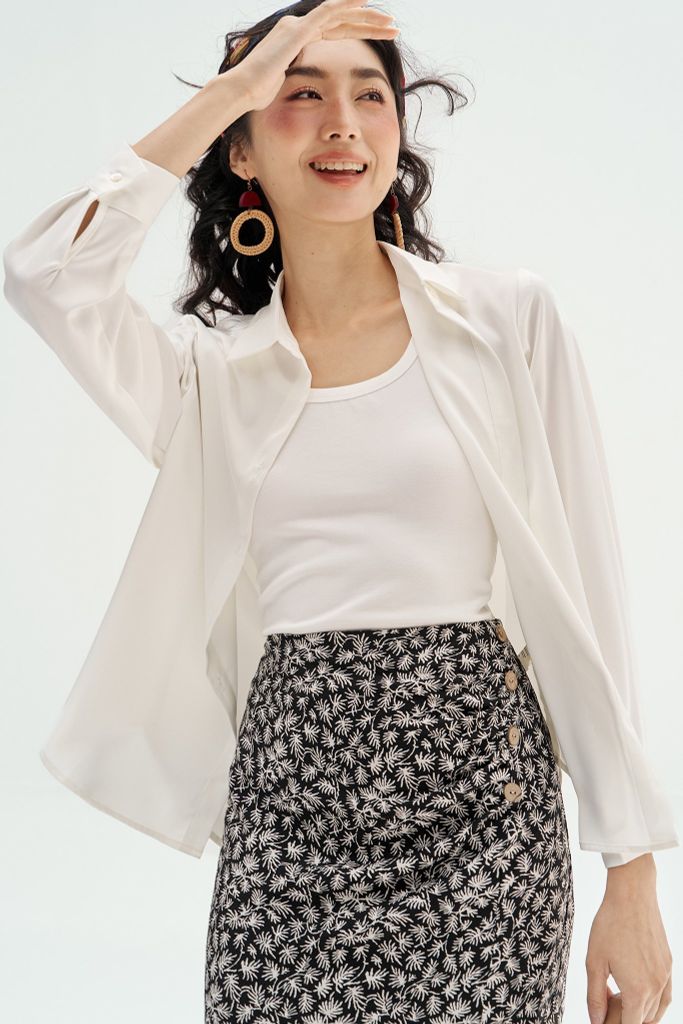 Sơ mi lụa trắng basic