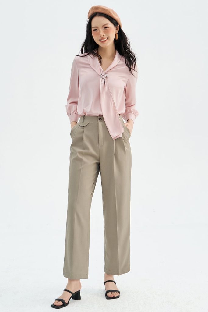 Quần smart ghi rêu basic