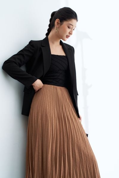 Blazer cổ 2 ve basic 1 khuy đen