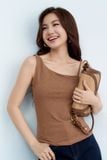  Áo 2 dây cổ lệch thun xốp chocolate 