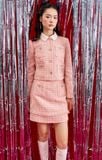  Chân váy tweed hồng 2 túi ốp 