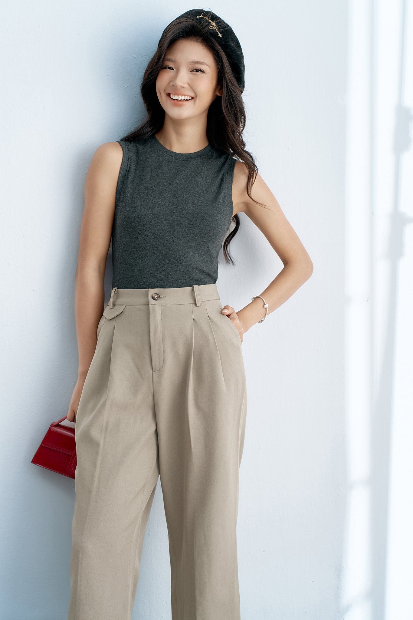 Quần smart ghi rêu basic