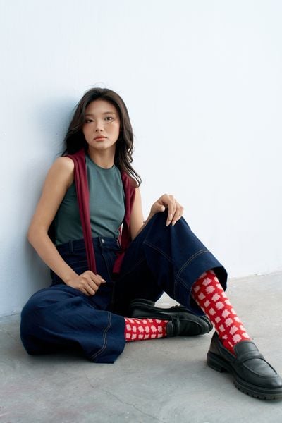 Quần Jeans ống suông túi cơi xanh chàm