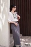  Chân váy Midi Basic Ghi Đậm 