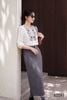 Chân váy Midi Basic Ghi Đậm