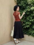  Chân váy dập ly basic đen 