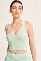  Áo tank top thể thao macaron - xanh light lemon 