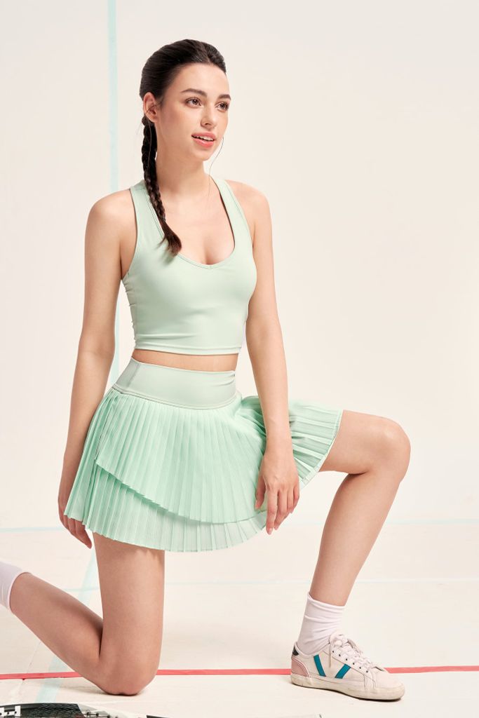 Áo tank top thể thao macaron - xanh light lemon