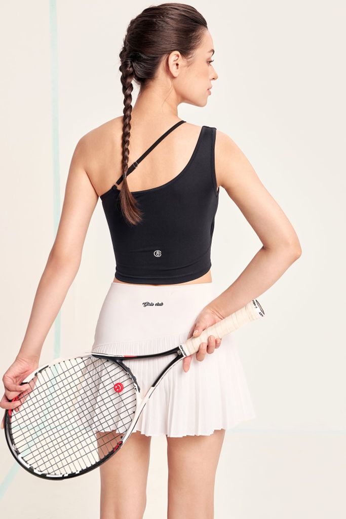 Áo crop top chéo vai - đen