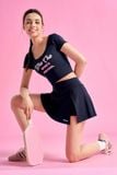  Áo crop top signature in girls club sport - navi 