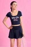  Áo crop top signature in girls club sport - navi 
