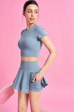  Áo crop top basic girls club - xanh ash blue 