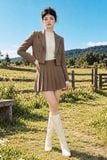  Blazer hè cổ 2 ve dáng ngắn nâu rêu 