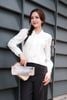 Sơ mi lụa trắng basic viền dây trang trí