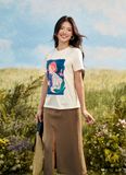  Chân váy midi basic sẻ trước màu nâu lạnh 