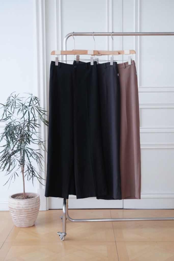 Quần suông basic màu ghi tàn