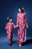  Cát Tường - Set áo dài tơ đèn lồng đỏ may mắn 