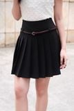  Chân váy mini Đen xếp ly kèm belt 