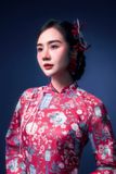  Cát Tường - Set áo dài tơ đèn lồng đỏ may mắn 