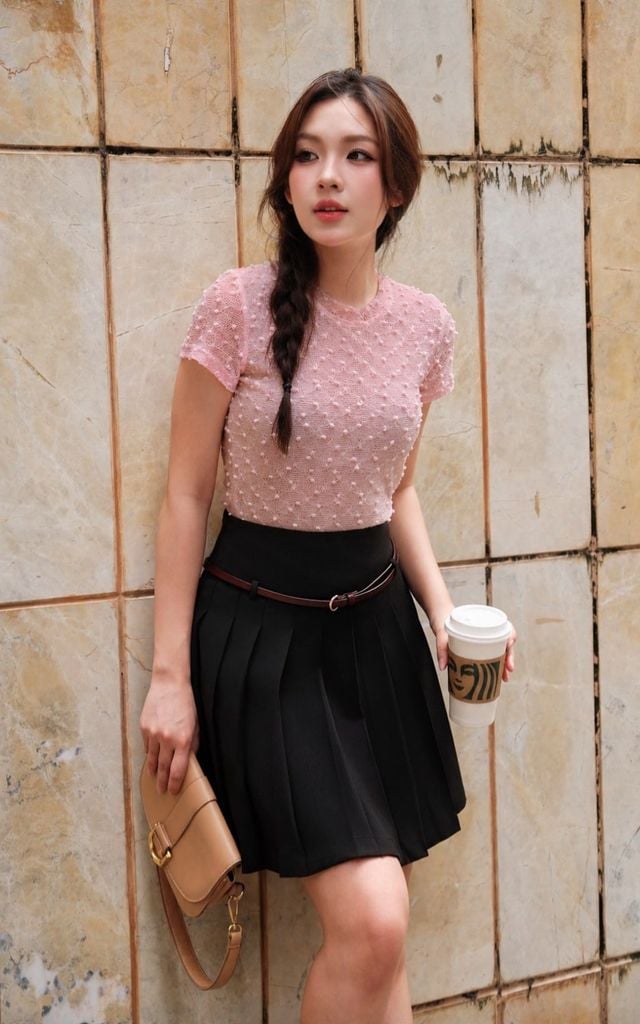 Áo thun basic hạt nổ màu hồng