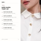  Sơ mi lụa basic trắng kem khuy hoa 