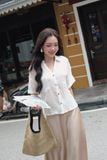  Sơ mi basic cổ V màu trắng 