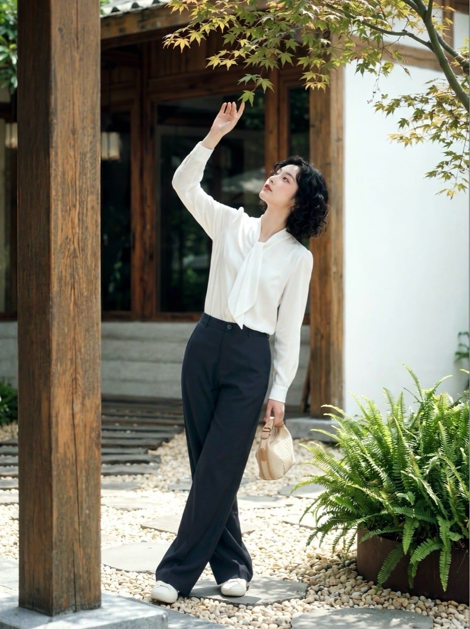  Quần suông basic màu ghi tàn 