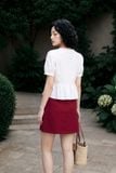  Áo peplum cổ nhún thêu linh lan hồng 
