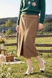  Chân váy midi basic sẻ trước màu nâu lạnh 