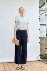  Quần jeans ống suông basic màu xanh chàm 