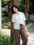  Sơ mi basic cổ V màu trắng 