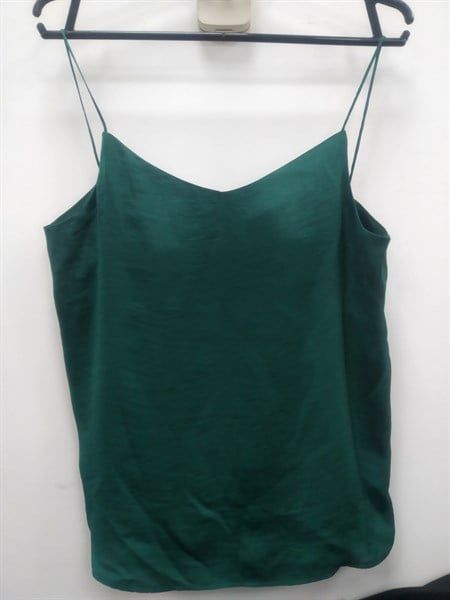 Áo hai dây vải lụa cát màu xanh lá sz S